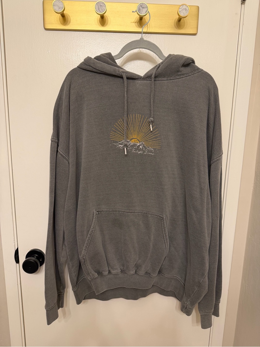 Gray Graphic Hoodie Sweatshirt - Sun & Mountain Design